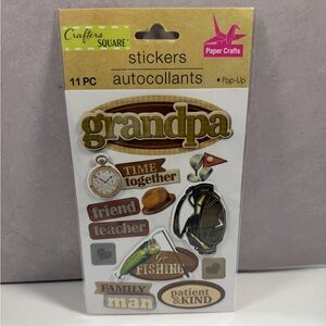 🩷5/$10 Grandpa Themed Pop-Up Stickers - 'Grandpa' Gold Lettering